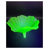 Uranium Glass Bowl with Scalloped Design