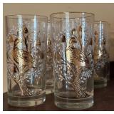 8 Glass Tumblers with Gold Accents