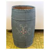 Painted Wooden Barrel with Folk Motif