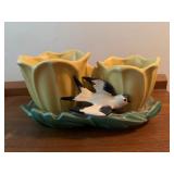 McCoy Ceramic Double Planter With Bird Design