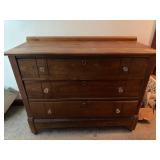 Wooden Dresser with Three Drawers and Glass Knobs