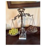 Ornate Bronze Balance Scale with Marble Base