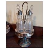 Silver-Plated Cruet Set with Etched Glass