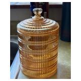 Amber Glass Lidded Storage Jar