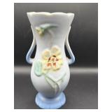 Blue Double-Handled Vase with Floral Motif