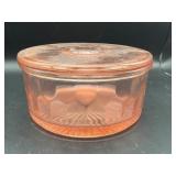 Pink Depression Glass Covered Dish