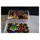 Pair of Shoebox Totes of Legos