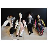 Set of 4 Vtg Porcelain Clown Dolls