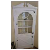 White Painted Corner Cabinet with Glass Door