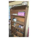 Wooden Shelf Unit with Contents