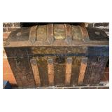 Wood and Metal Domed Steamer Trunk Chest