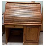 Solid Wood Roll-Top Desk with Cabinet