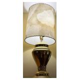 Brass Table Lamp w/Fiber Glass Shade