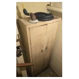 Vintage Metal Storage Cabinet with Contents