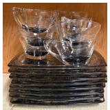 Midcentury Glass Snack Set with Plates and M6