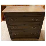 Three-Drawer Wooden Chest with Brass Pulls