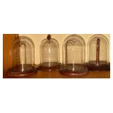 Glass Display Domes w/Wood & Plastic Bases (4)