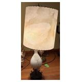 Mid-Century Marble Table Lamp With Fiberglass