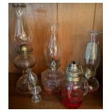 Five Glass Oil Lamps