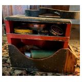 Wooden Shoe Shine Box With Kiwi Polish Tins