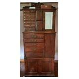 Antique Dental Cabinet w/ Assorted Pins and Memor-