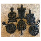 6 Decorative Cast Iron Trivets
