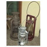 Three Metal Kerosene Lanterns