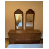 Vtg Wooden Dresser w/Mirrorsï¿½71x18x77