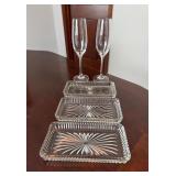 Glass Tray and Flute Setï¿½7.25ï¿½3.75