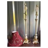 Pair Crackle Glaze Table Lamps w/ Shade