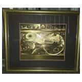 Framed Blaeu Wall Map Print w/ Gold Accents