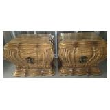 Pair French Provincial Bombe Nightstands