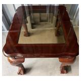 Traditional Dark Wood Accent Table w/ Glass