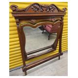 Carved Wood Frame Wall Mirror w/ Scroll Detail