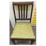 Wooden Chair w/ Green Vinyl Seat