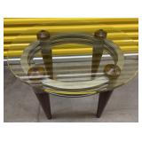 Mid-Century Modern Glass and Wood Side Table