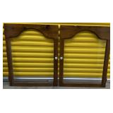 Pair Wood Cabinet Doors w/ Glass Panels