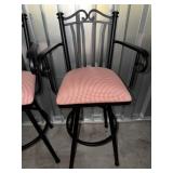 2 Metal Swivel Bar Stool w/ Red Gingham Seat