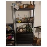 Metal and Wood Shelving Unit w/ Three Drawers