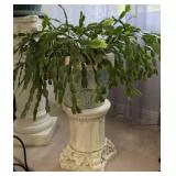 Ceramic Planter Pot w/ 22" Stand and Plant