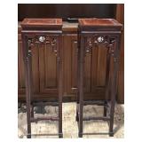 Wood Inlayed Lamp Stands, 42 Inches Tall