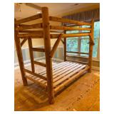 Rustic Wooden Bunk Bed Frame with Ladder