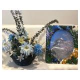 Floral-Themed Picture Frame and Artificial Flower