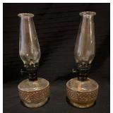 Small Glass Kerosene Oil Lamps with Metal Trim