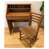Wooden Desk with Drawer and Slotted Chair