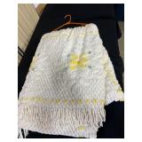 White Chenille Bedspread With Yellow Floral Design