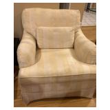 Beige Striped Upholstered Armchair with Cushion