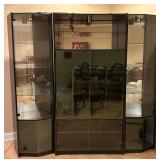 3 Part Black Glass Display Cabinet with Lights