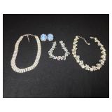 Napier and Trifari 15' Rhinestone Necklaces,