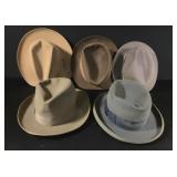 Five Men's Felt Fedora Hats